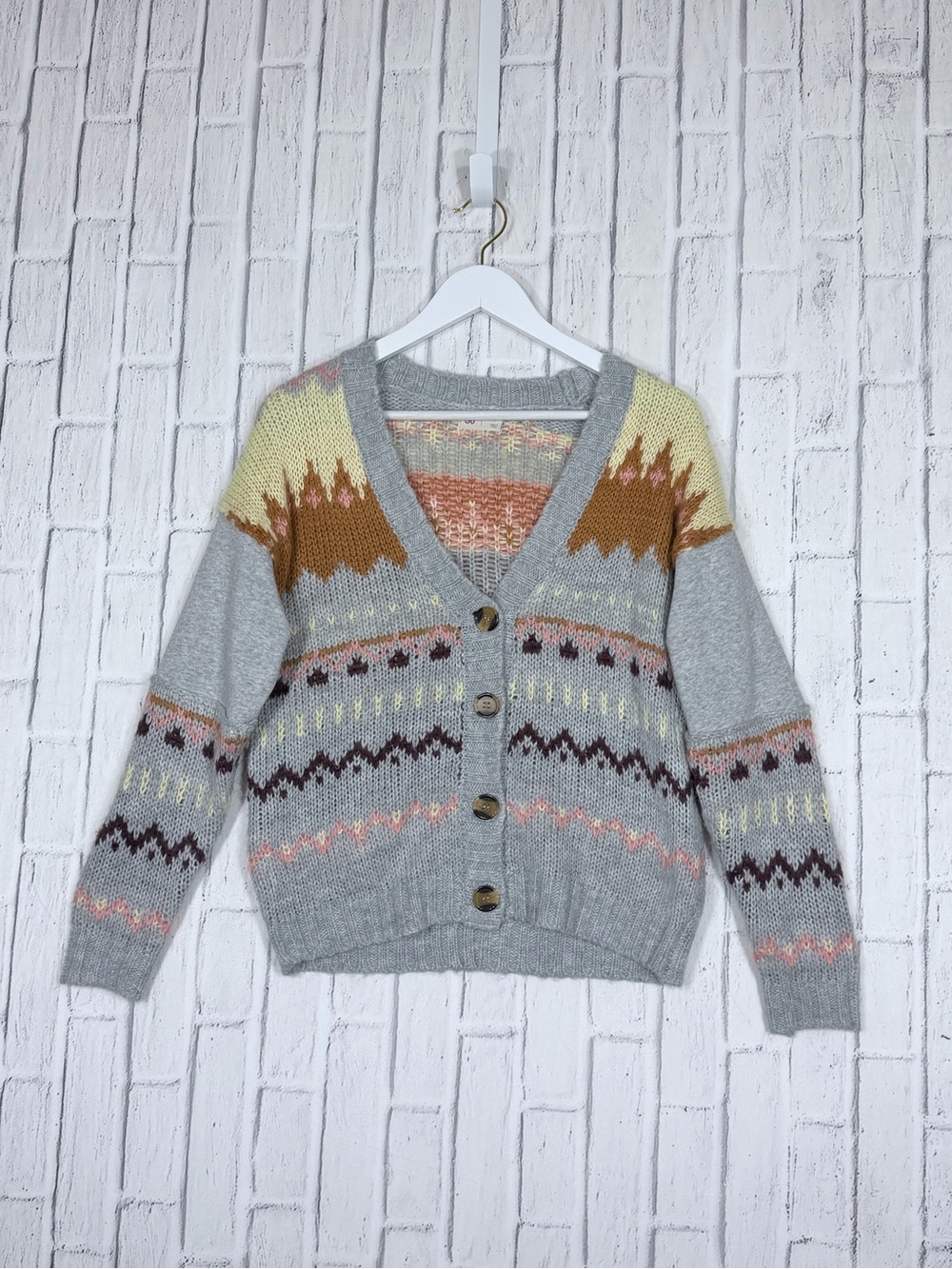 🌸 So Fair Isle Button Front Cardigan Sweater Size Small